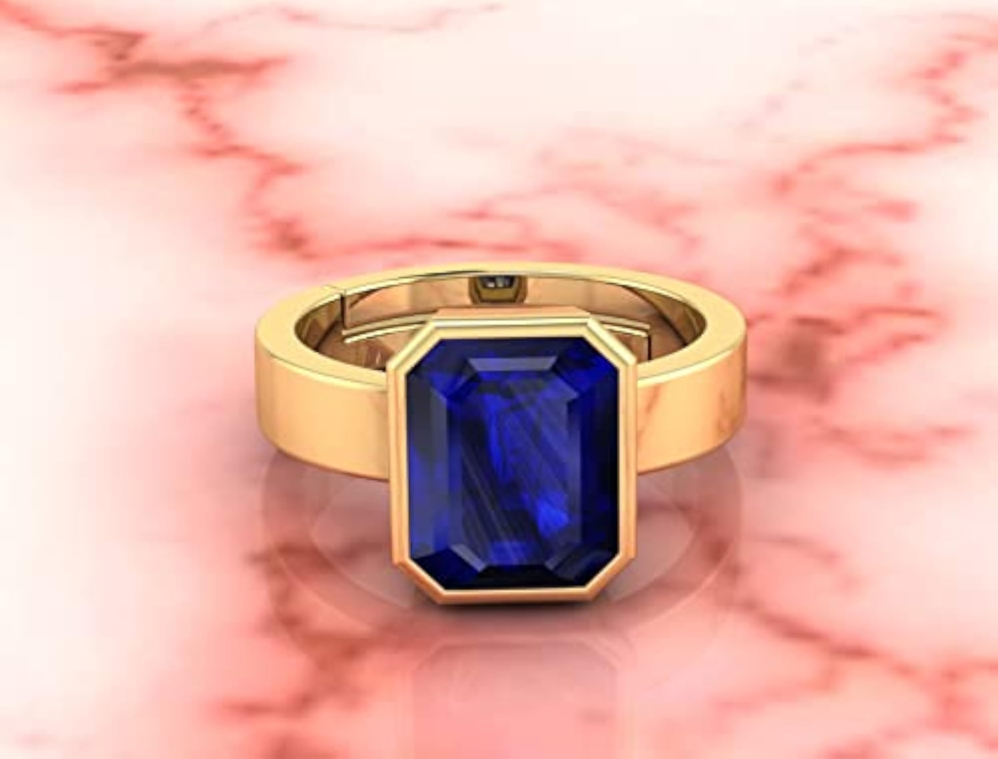 Natural Blue Sapphire Gold Adjustable Ring, Lab Certified